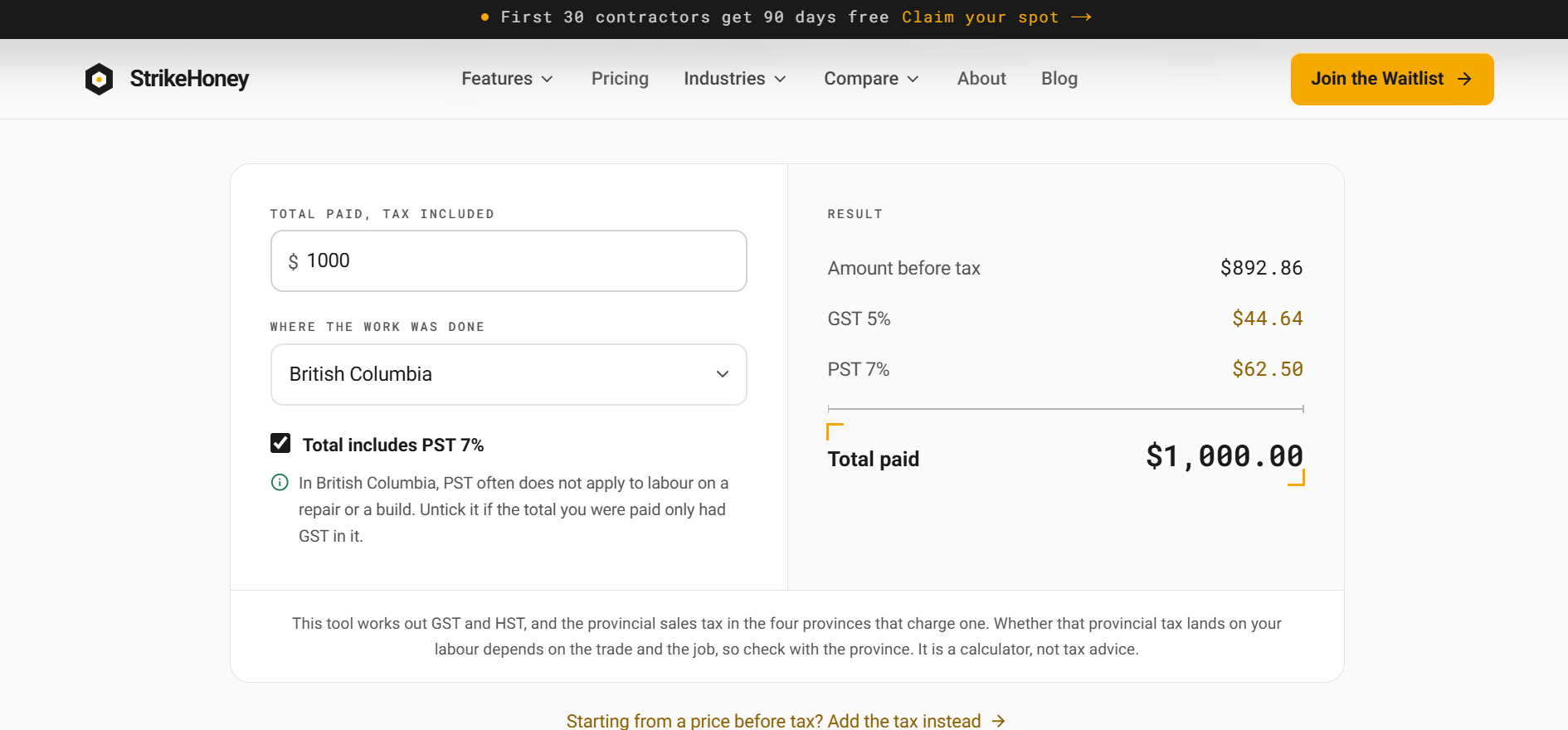 Reverse Sales Tax Calculator