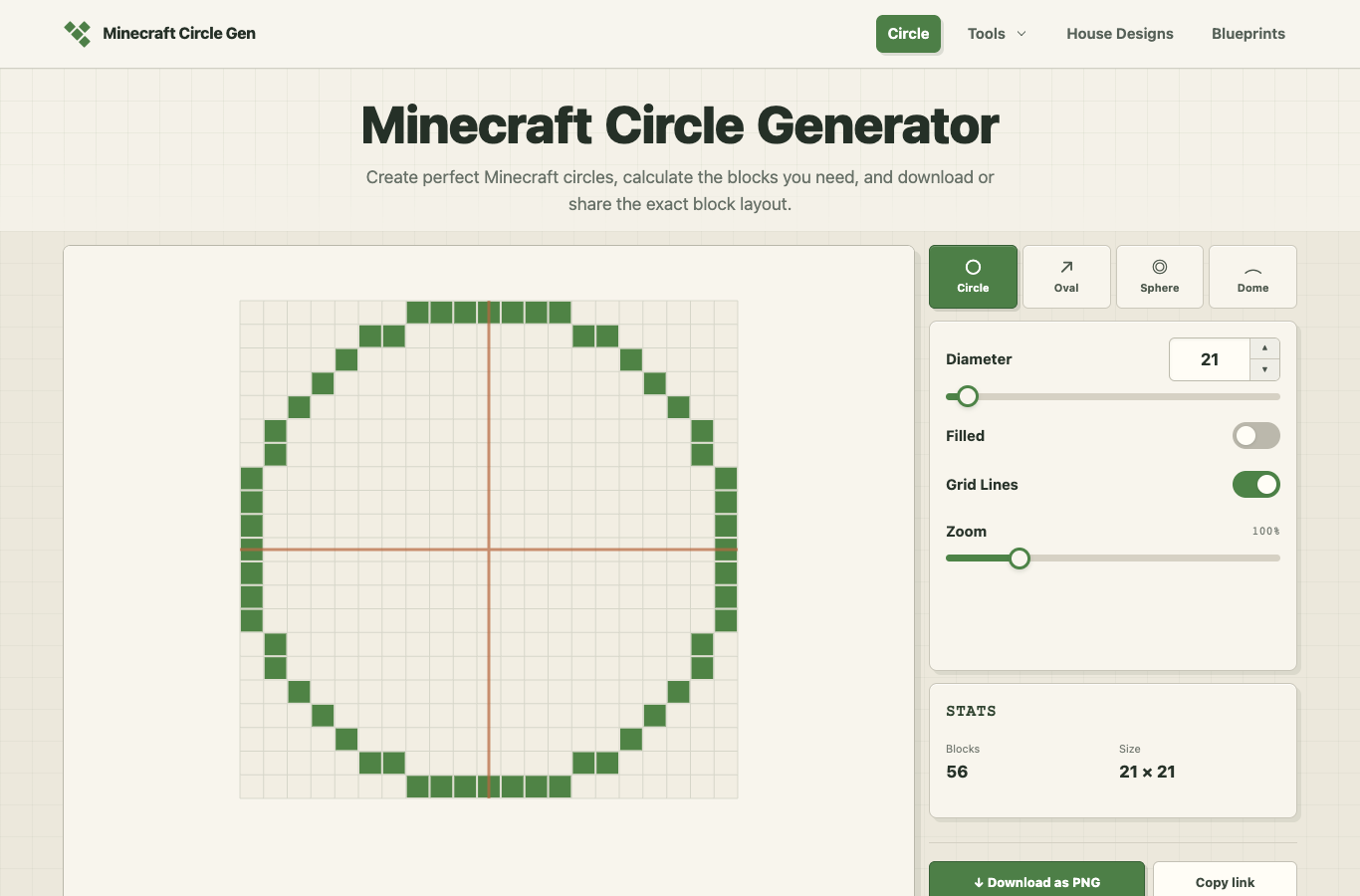 Minecraft Circle Generator