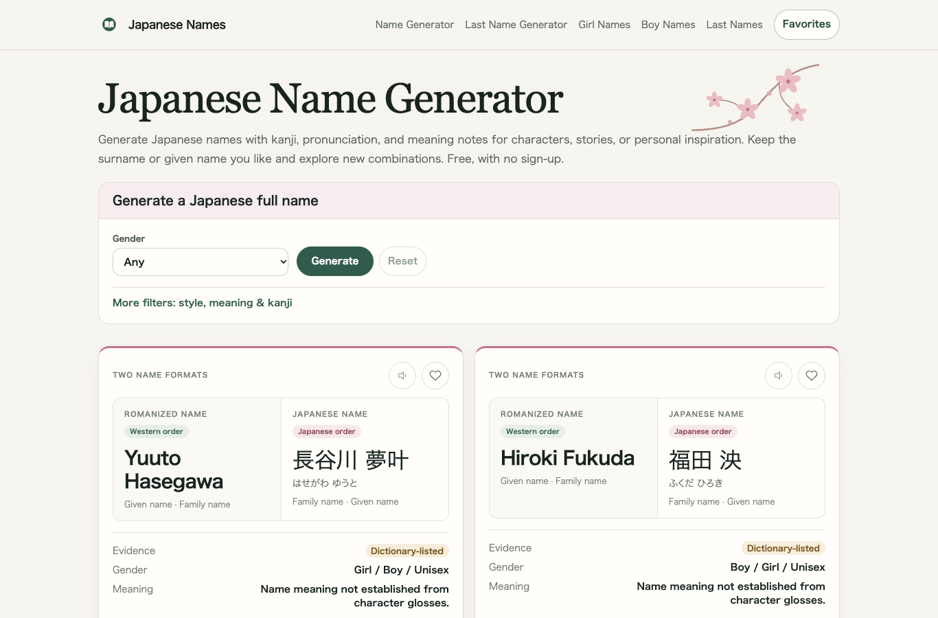 Japanese Names