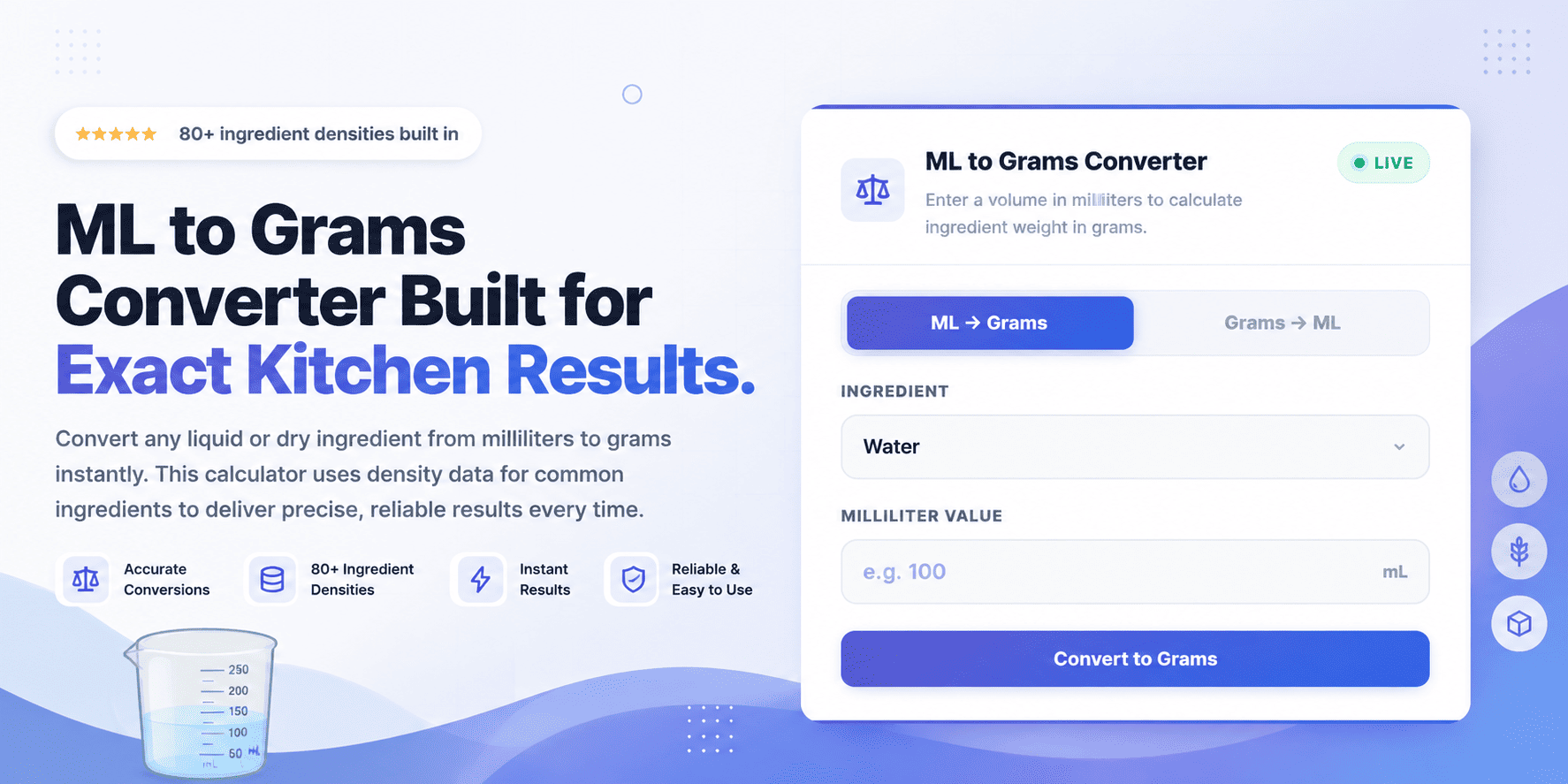ML TO GRAMS CONVERTER
