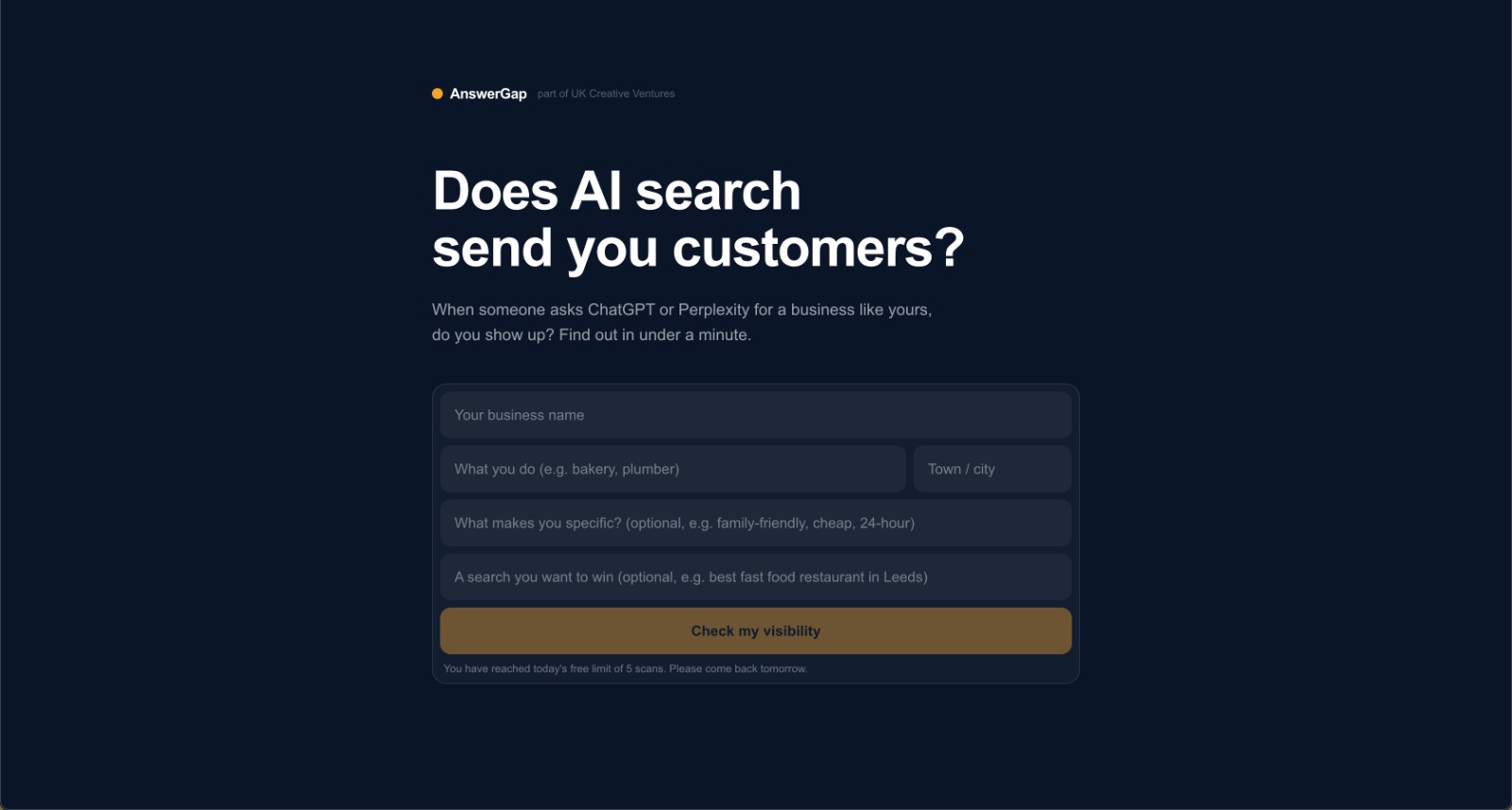 AnswerGap – AI Search Visibility Checker
