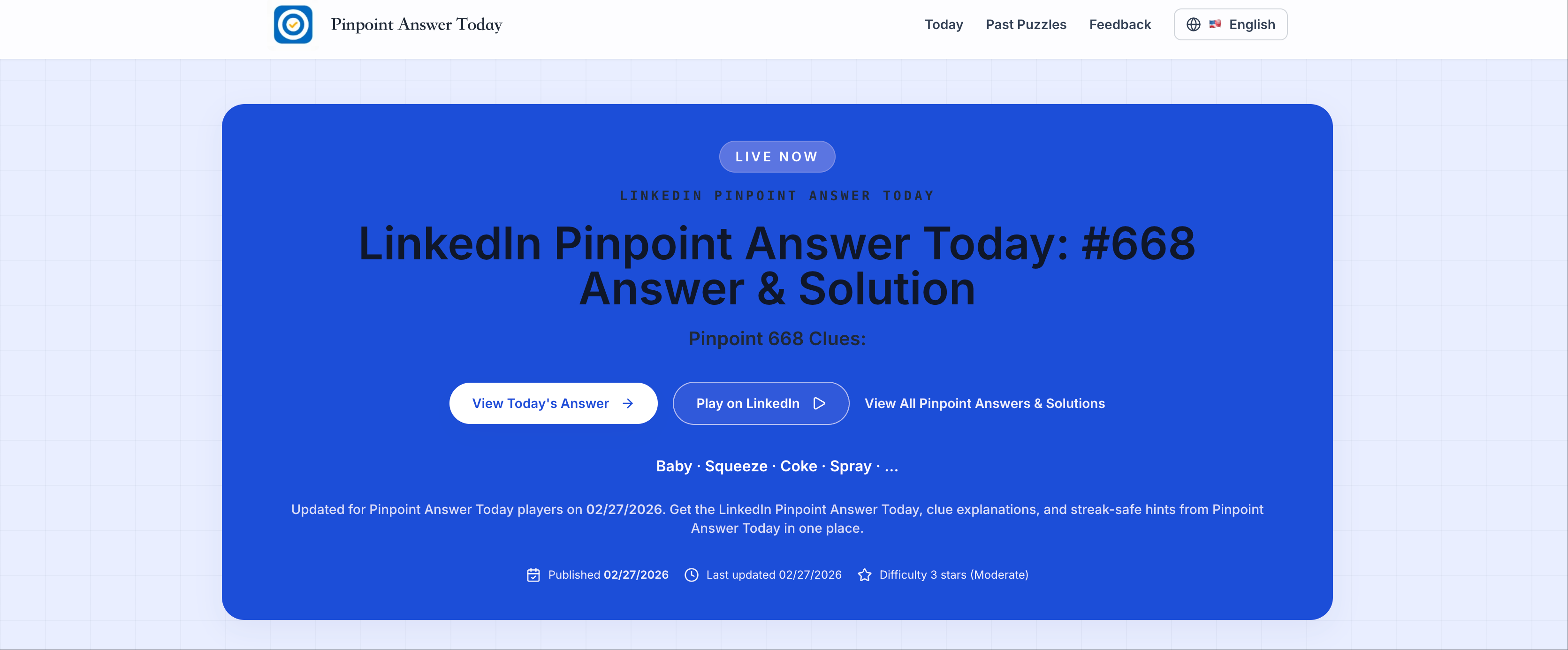 Pinpoint Answer Today