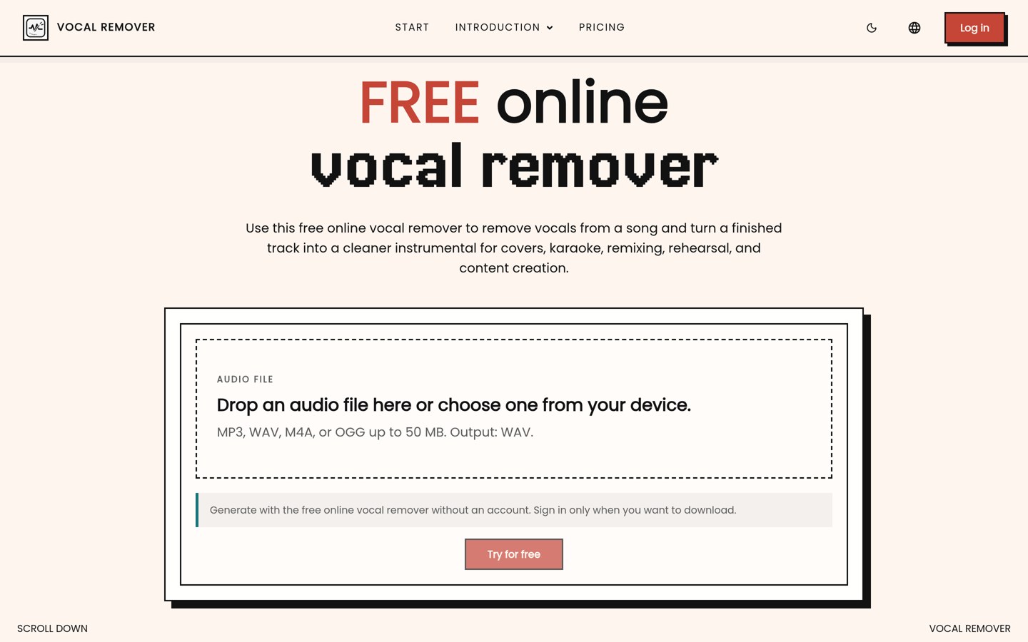 Online Vocal Remover