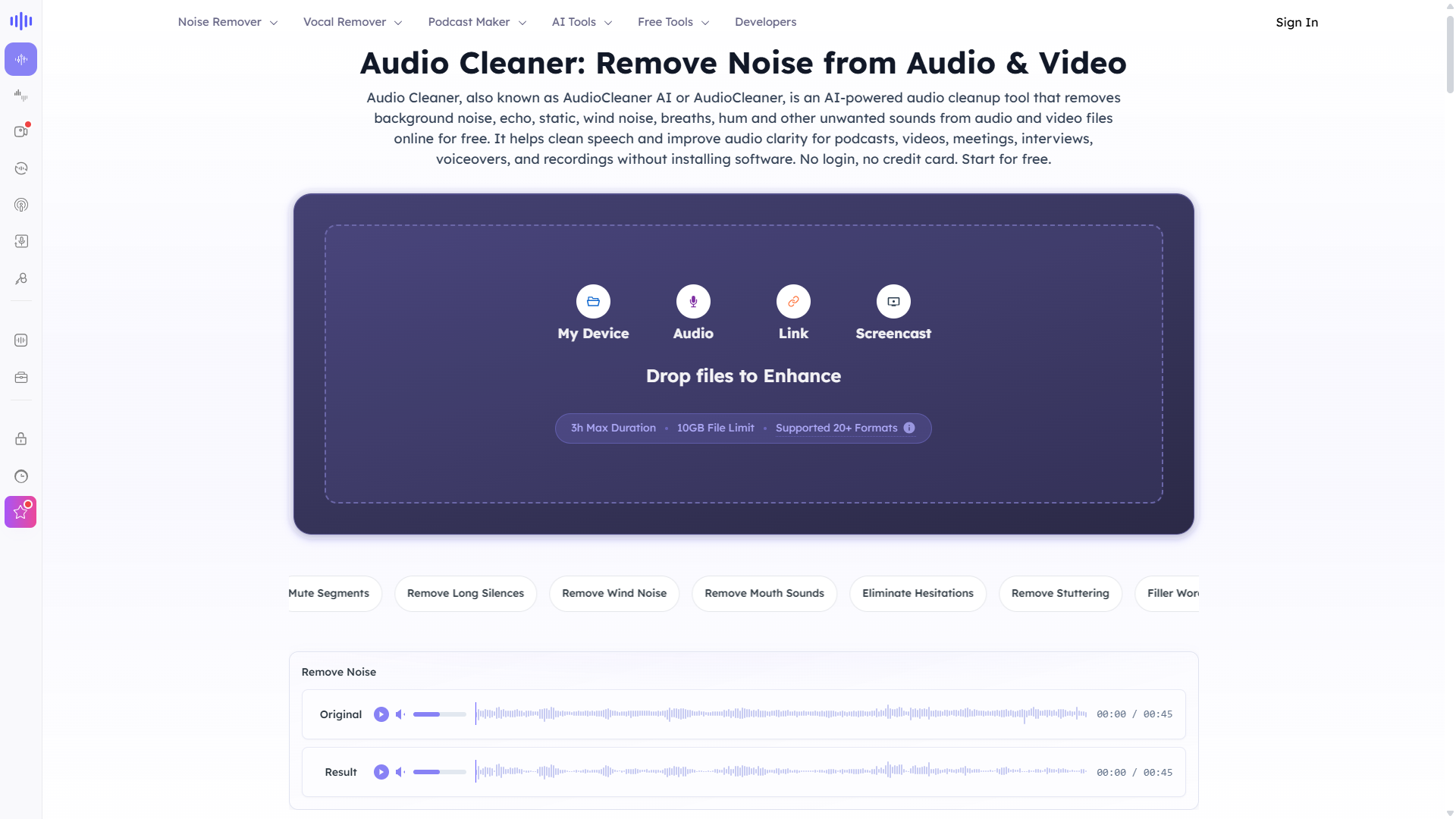 AI Audio Cleaner - Background Noise Remover Free