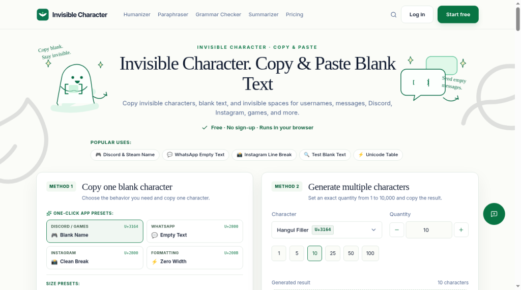 Invisible Character
