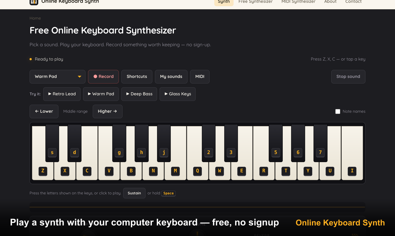 Online Keyboard Synth