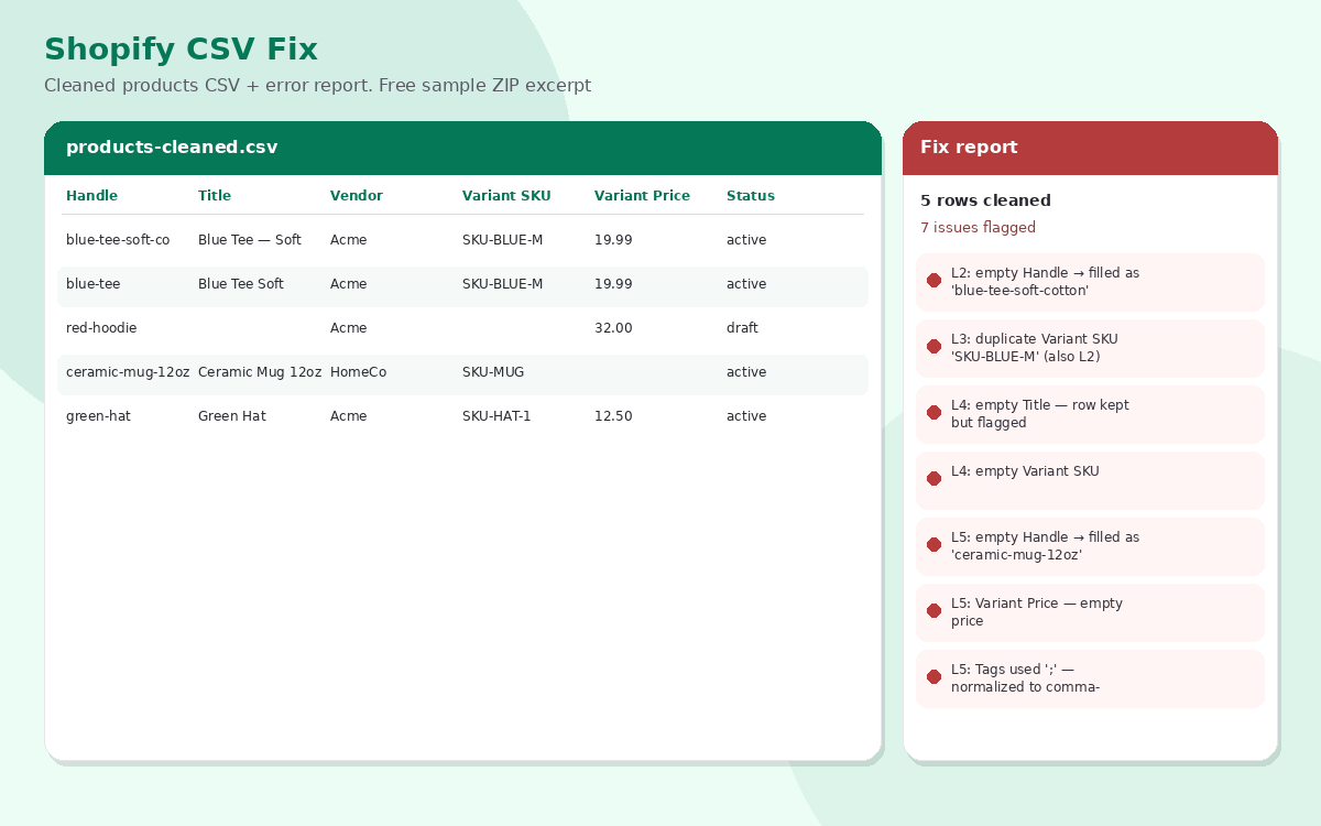 Shopify CSV Fix