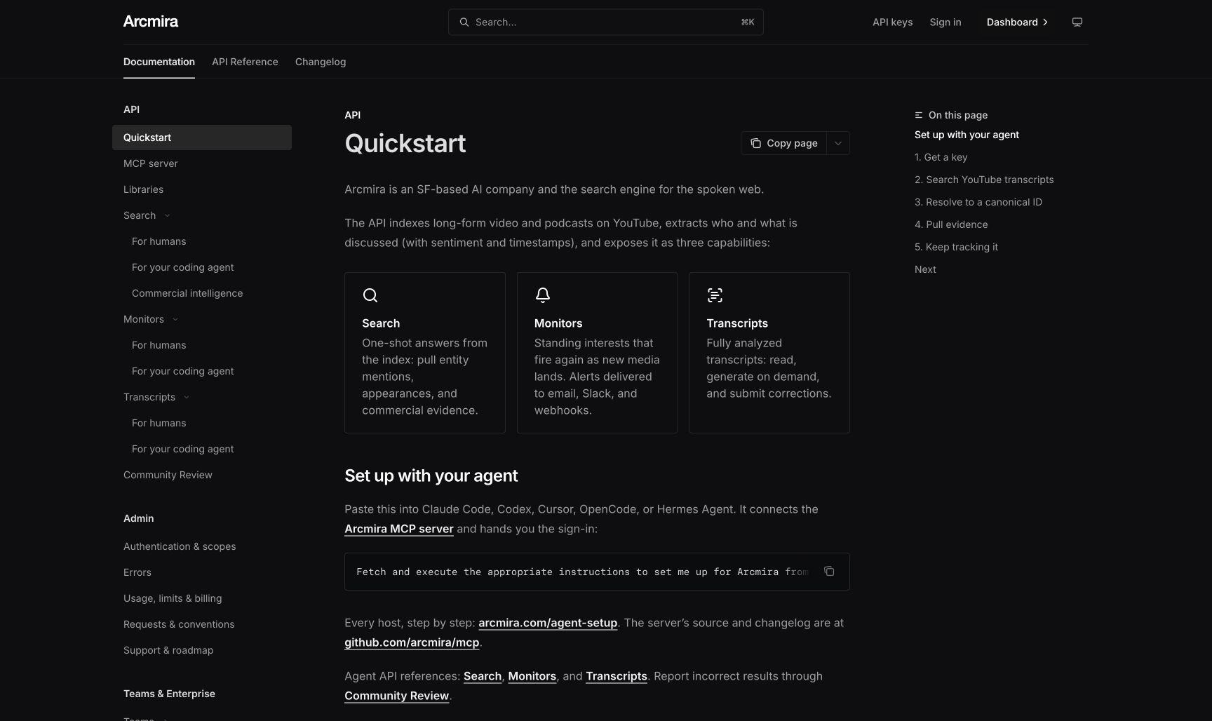 Arcmira: YouTube Transcript Search