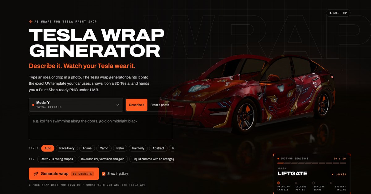 Tesla Wrap Generator