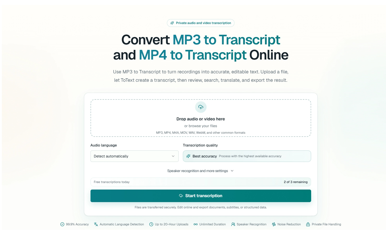 MP3 to Transcript