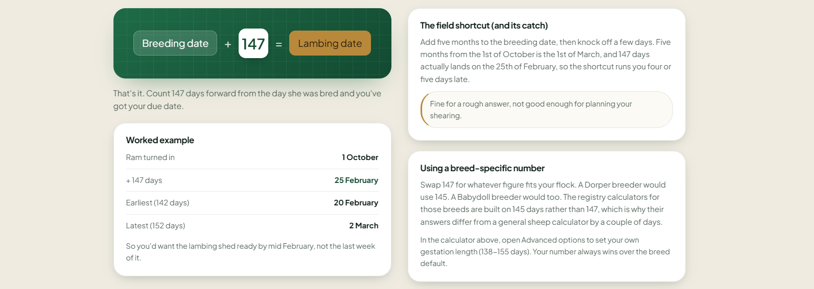 Sheep Gestation Calculator