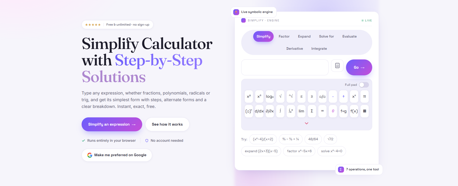 Simplify Calculator