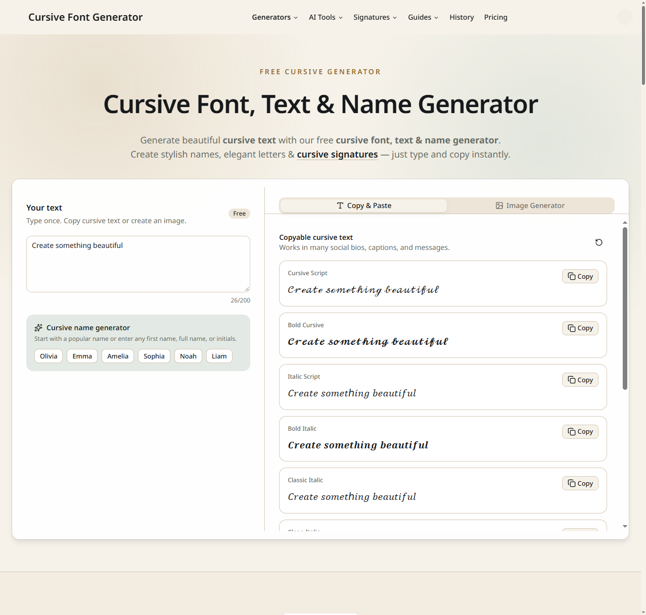 Cursive Font Generator