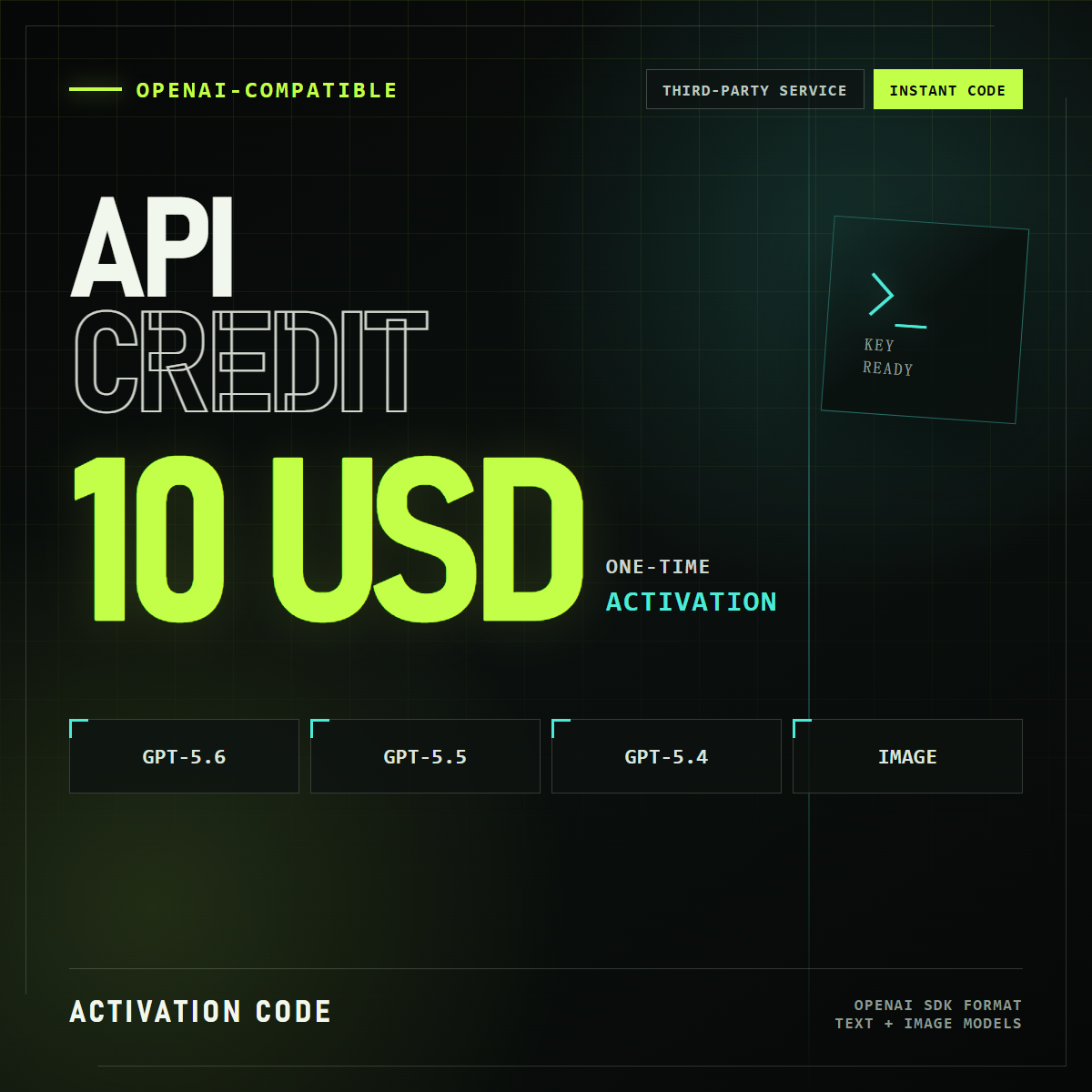 OpenAI-Compatible API Credit — 10 USD