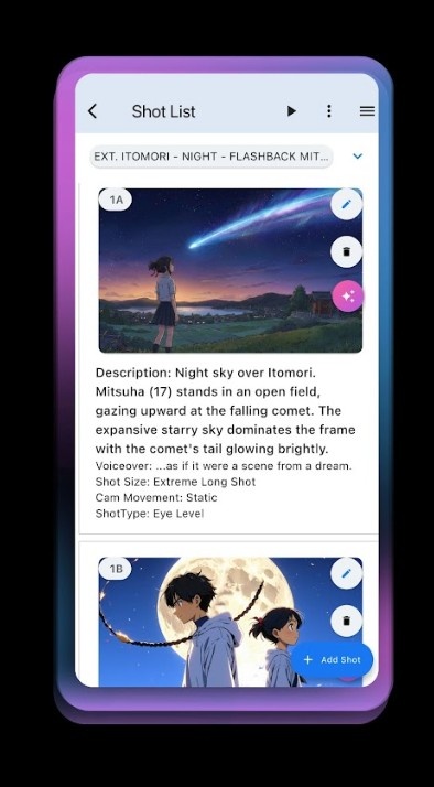 Shot List Software & AI Shot List Generator | Studiovity 