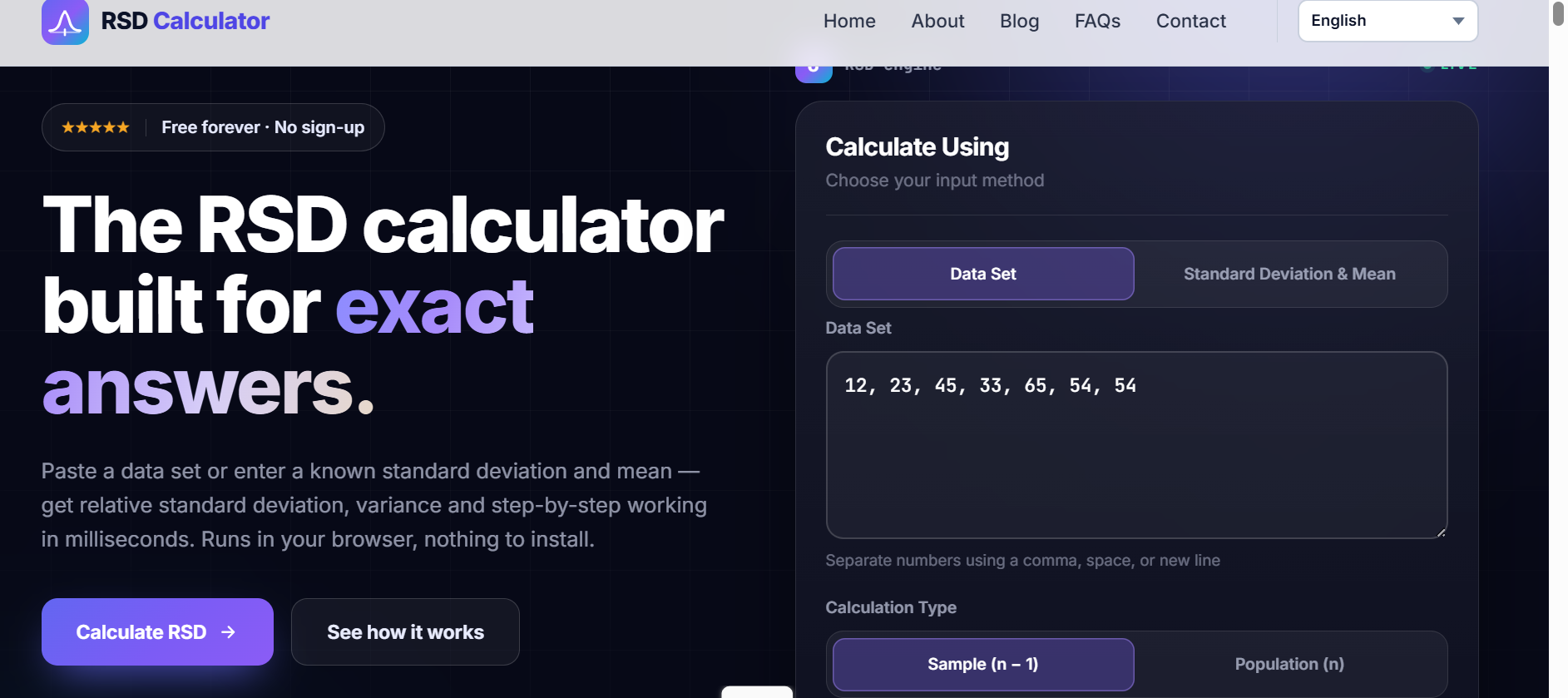 RSD CALCULATOR